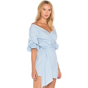 Lovers and Friends Gabriel Dress Baby Blue Size Small Revolve Wrap Dress